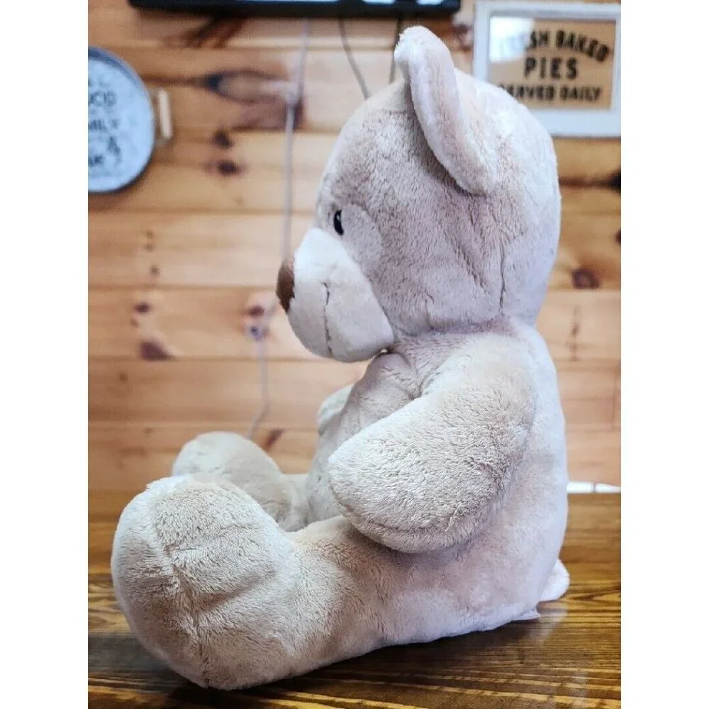 Build A Bear Workshop BAB Velvet Hugs Tan Embroidered Eyes Teddy Bear Toy Lovey
